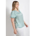 Satin Top With Ruffle Yoke And Puff Sleeves