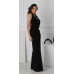 Plunge Cowl Neck Drape Sexy Jumpsuit With O Ring