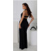Plunge Cowl Neck Drape Sexy Jumpsuit With O Ring