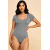 Short Sleeve Scoop Neck Double Layered Bodysuit