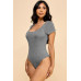 Short Sleeve Scoop Neck Double Layered Bodysuit