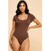 Short Sleeve Scoop Neck Double Layered Bodysuit