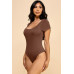Short Sleeve Scoop Neck Double Layered Bodysuit
