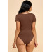 Short Sleeve Scoop Neck Double Layered Bodysuit