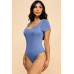 Short Sleeve Scoop Neck Double Layered Bodysuit