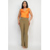 Fit And Flare Elastic Casual Pants