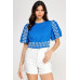 Puff Bubble Sleeve Top With Embroidery Detail