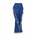 Distressed Fringe Denim Flared Pant