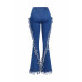 Distressed Fringe Denim Flared Pant