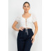 Back Shirred Ruffled Lace-up Crop Top