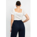Back Shirred Ruffled Lace-up Crop Top