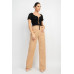 Back Shirred Ruffled Lace-up Crop Top