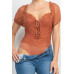 Shirred Mesh Sleeve Bodysuit
