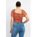 Shirred Mesh Sleeve Bodysuit