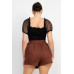 Shirred Mesh Sleeve Bodysuit