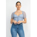 Shirred Mesh Sleeve Bodysuit