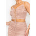 Front Lace-up Crop Top & Shirred Skirt Sets