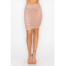 Front Lace-up Crop Top & Shirred Skirt Sets