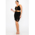 Front Lace-up Crop Top & Shirred Skirt Sets