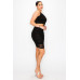 Front Lace-up Crop Top & Shirred Skirt Sets