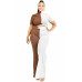 Plus Color Block Mock Neck 2 Piece Pants Set