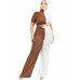 Plus Color Block Mock Neck 2 Piece Pants Set