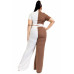 Plus Color Block Mock Neck 2 Piece Pants Set