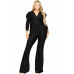 Plus Satin 3/4 Sleeve Wide Leg 2 Piece Set