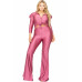 Plus Satin 3/4 Sleeve Wide Leg 2 Piece Set