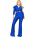 Plus Satin 3/4 Sleeve Wide Leg 2 Piece Set