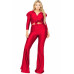 Plus Satin 3/4 Sleeve Wide Leg 2 Piece Set