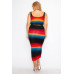 Plus Sleeveless Tie Dye Stripe 2 Piece Skirt Set