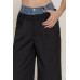 Contrast Denim Waist Straight Long Pants