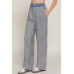 Contrast Denim Waist Straight Long Pants