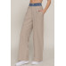 Contrast Denim Waist Straight Long Pants