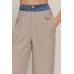 Contrast Denim Waist Straight Long Pants
