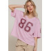 Silk Screen Print Mesh Oversize Basball T-shirt