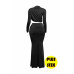 Plus Size Shirring Detailed Top & Long Skirt Set