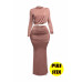 Plus Size Shirring Detailed Top & Long Skirt Set