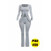Plus Size Ribbed Pant Set With Slit Detail