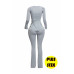 Plus Size Ribbed Pant Set With Slit Detail