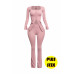 Plus Size Ribbed Pant Set With Slit Detail