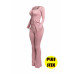 Plus Size Ribbed Pant Set With Slit Detail