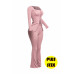 Plus Size Ribbed Pant Set With Slit Detail