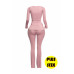 Plus Size Ribbed Pant Set With Slit Detail