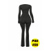Plus Size Ribbed Pant Set With Slit Detail