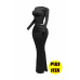 Plus Size One Side Off Shoulder Top & Skirt Set