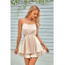 Spaghetti Strap Ruched Satin Layered Romper
