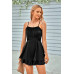 Spaghetti Strap Ruched Satin Layered Romper