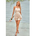 Spaghetti Strap Ruched Satin Layered Romper